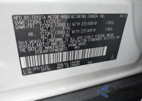 2023 Toyota Rav4 Hybrid Xse z USA, uszkodzony, nr VIN 2T3E6RFV5PW038552